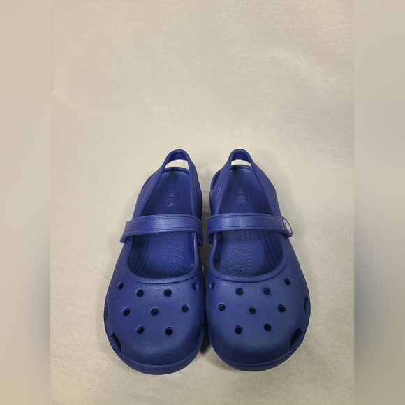 Crocs Shayna Clogs 5 Women Mary Jane Blue  Rubber Slingbacks Comfort Shoes - Picture 3 of 4